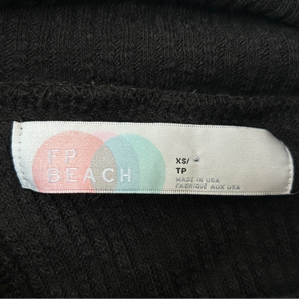 Free People Beach Traveler Cowl Neck Pullover Split Back Top in Black, Size XS - Picture 7 of 7